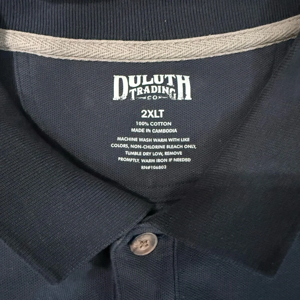Duluth Trading Co Long Sleeve Polo‎ Shirt 2XLT Tall Navy Workwear